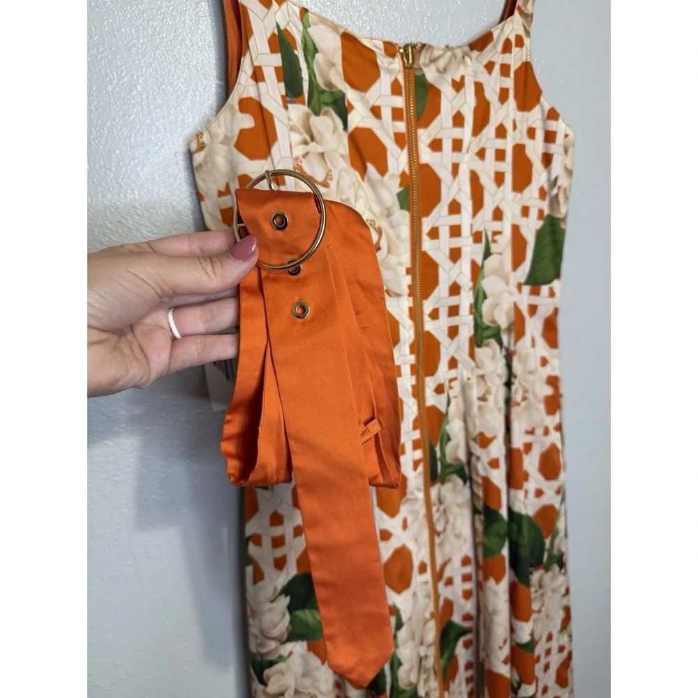 MESTIZA‎ NEW YORK YVETTE MIDI DRESS REVERSIBLE DOTTED FLORAL SUNKISSED SIZE 8 US